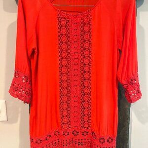 Red Crochet Coverup - Medium